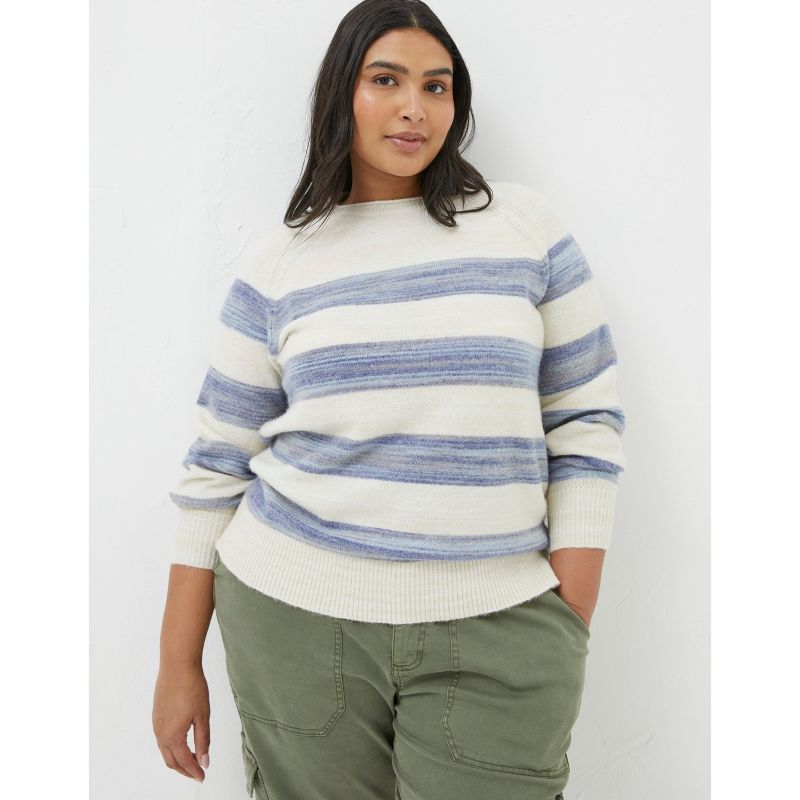 Fatface Women's Plus Size Denim Ombre Stripe Sweater, 1 of 4