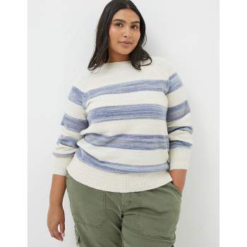 Fatface Women's Plus Size Denim Ombre Stripe Sweater