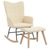 vidaXL Rocking Chair with a Stool Cream Fabric - 2 of 4