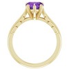 Pompeii3 7mm Amethyst Solitaire Heart Shape Leaf Accent Ring in 14k White or Yellow Gold - 2 of 4