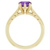 Pompeii3 7mm Amethyst Solitaire Heart Shape Leaf Accent Ring in 14k White or Yellow Gold - image 2 of 4