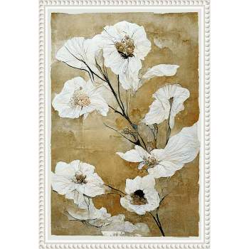 16"x23" White Dry Flowers by Treechild Framed Canvas Wall Art Print White - Amanti Art