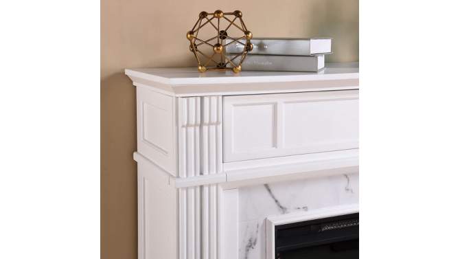 Highpoint Faux Cararra Marble Touch Panel Electric Media Fireplace White - Aiden Lane, 2 of 16, play video