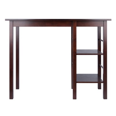 Walnut Wood Counter Height Kitchen Island with Shelves