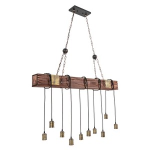 YIYIBYUS Farmhouse 10-Light Wood Linear Chandelier Pendant - 1 of 4