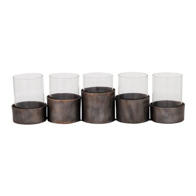 Black Metal and Glass 5-Holder Candle Centerpiece