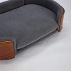 Sapphtopaz Velvet Elevated Dog Bed with Wood legs & Bent Wood Back Pet Sofa with Removable Foam Soft Cushion Dog Supplies - 4 of 4