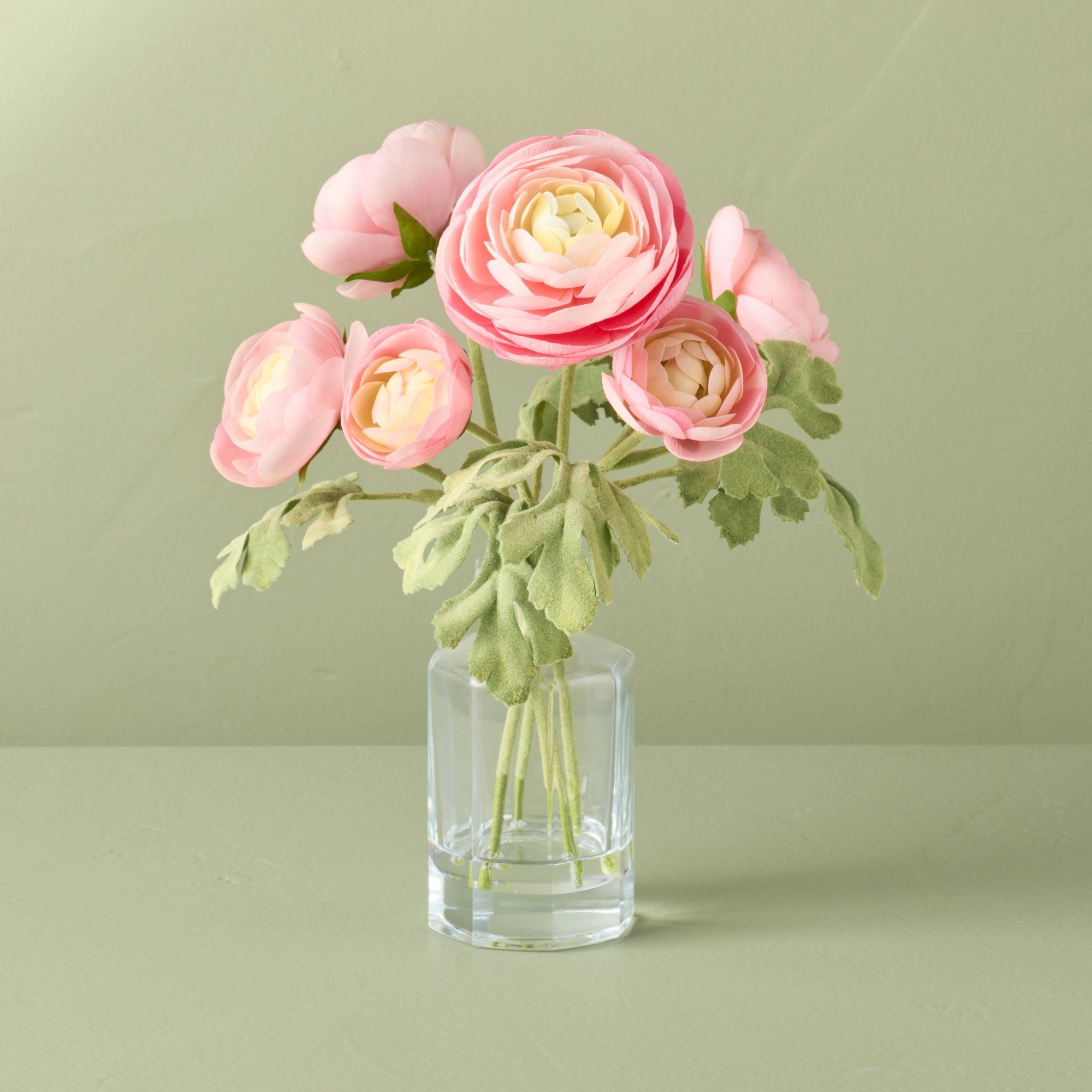 10" Small Ranunculus Artificial Flower Arrangement - Hearth & Hand™ with Magnolia