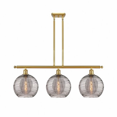 Athens Deco Swirl - 3 Light Stem Hung Island In Industrial Style-12.13 Inches Tall and 36.5 Inches Wide