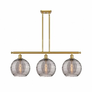 Athens Deco Swirl - 3 Light Stem Hung Island In Industrial Style-12.13 Inches Tall and 36.5 Inches Wide - 1 of 1