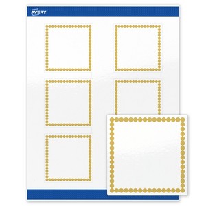Avery Printable Square Labels, Gold Beads, 3" x 3", Glossy White Square Labels, Permanent, Laser/Inkjet, 60ct, Great for Product Labels - 1 of 4