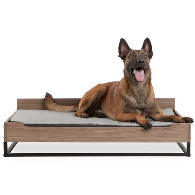 Large Elevated Wooden Pet Bed with Water-Resistant Mattress