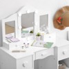 GustoWave Girls Vanity Table with Tri-Folding Mirror, Light,Stool & Drawer, 2 in 1 Wooden Makeup Desk Dressing Table, Pretend Play Vanity Set for Kids - 4 of 4