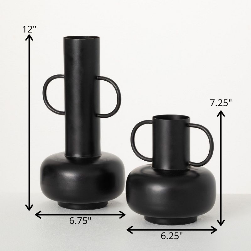 Sullivans 12" & 7.25" Modern Ebony Jug Vase Set of 2, Black, 4 of 5