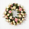 Nearly Natural 20” White & Pink Rose Artificial Wreath - 3 of 4