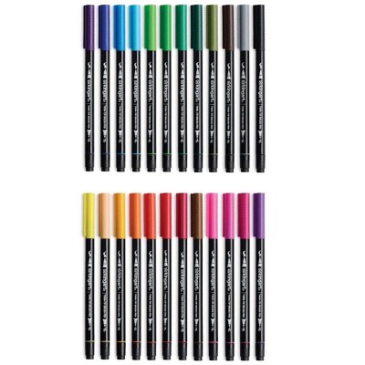 KINGART PRO Twin-Tip Brush Pens 24 Colors