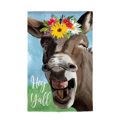Evergreen Donkey Friend Garden Burlap Flag 12.5 x 18 Inches Indoor Outdoor Decor