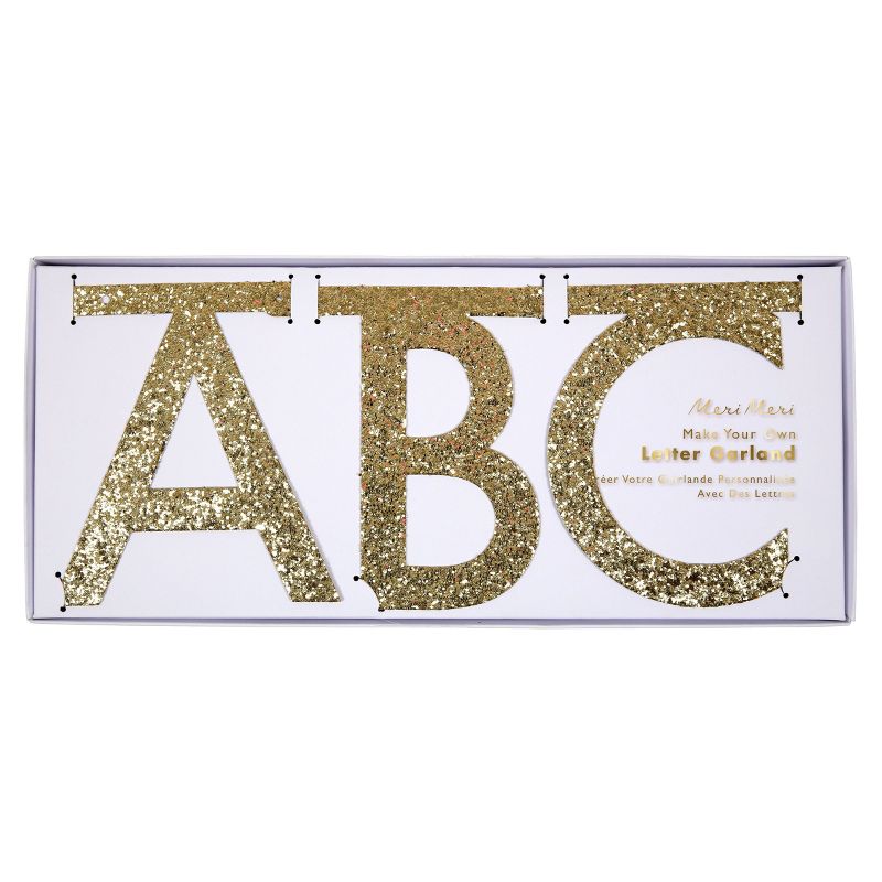 Meri Meri Gold Glitter Letter Garland Kit (12' with excess cord - Pack of 1), 5 of 7