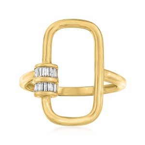 Ross-Simons 0.10 ct. t.w. Tapered Baguette Diamond Oval Carabiner-Link Ring in 18kt Gold Over Sterling - 1 of 4