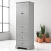 Tall Storage Cabinet with 2 Doors and 4 Drawers, Adjustable Shelves, Freestanding MDF Cabinet with Anti-Tip Kit - 3 of 4