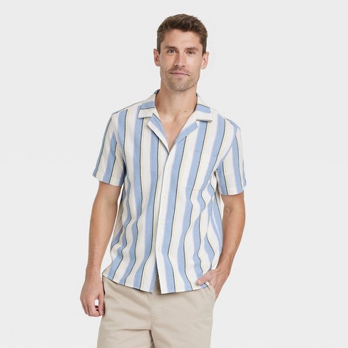 Men's Striped Short Sleeve Button-down Shirt - Goodfellow & Co™ Blue L :  Target