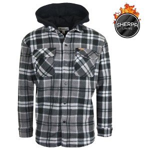 Galaxy Matix Men's Hooded Flannel Faux Sherling Lined Shacket - 1 of 4