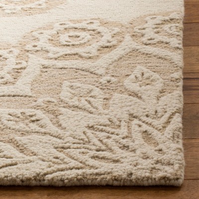 Ivory Floral Tufted Handmade Wool Round Area Rug