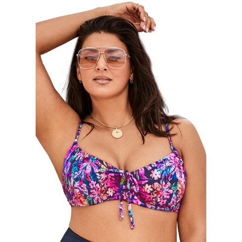 Swimsuits For All Women s Plus Size Adjustable Push Up Underwire Bikini Top 24 Watercolor Burst Tropical Target