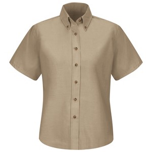 Red Kap Women's Short Sleeve Poplin Dress Shirt, Khaki - 4 - 1 of 3
