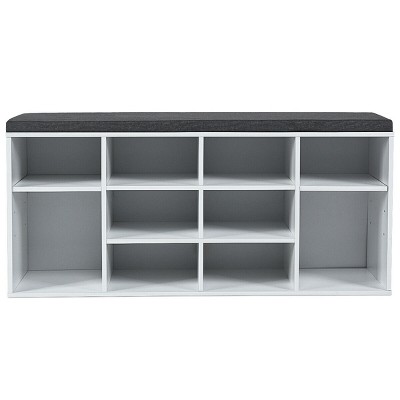 Tangkula Adjustable 10-Cube Organizer Bench Entryway Padded Shoe Storage Bench