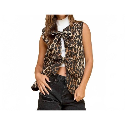 Women's Leopard Quilted Vest - Veveret