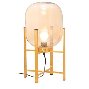 Zuo Modern Wonderwall Table Lamp 20.1" H with Gold Steel Frame and Tinted Glass Shade - 1 of 4