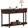 52" Retro Curved Wood Console Table, Half Moon Sofa Table, 2 Drawers, Open Shelf, Solid Wood Frame,Espresso -- Frevyn - 3 of 4