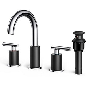 Mixxidea Bathroom Faucet 3 Hole, 8" Black&Chrome - 1 of 3