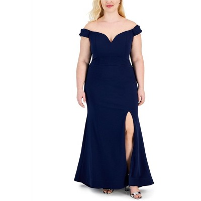 B. DARLIN Womens Lace Up Off Shoulder Gown Dress