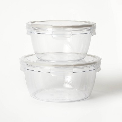 4pc (set of 2) 8.5 Cup and 14 Cup Plastic Round Food Storage Container Set with Lids Clear - Figmint™