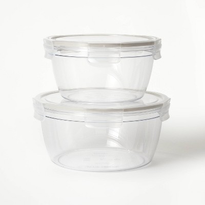 4pc (set of 2) 8.5 Cup and 14 Cup Tritan Plastic Round Food Storage Container Set with Lids Clear - Figmint™: Stackable