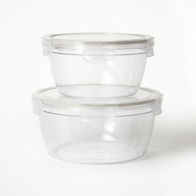 4pc (set of 2) 8.5 Cup and 14 Cup Plastic Round Food Storage Container Set with Lids Clear - Figmint&#8482;, 1 of 6