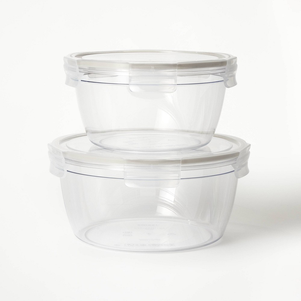 Photos - Food Container 4pc  8.5 Cup and 14 Cup Plastic Round Food Storage Container Set(set of 2)