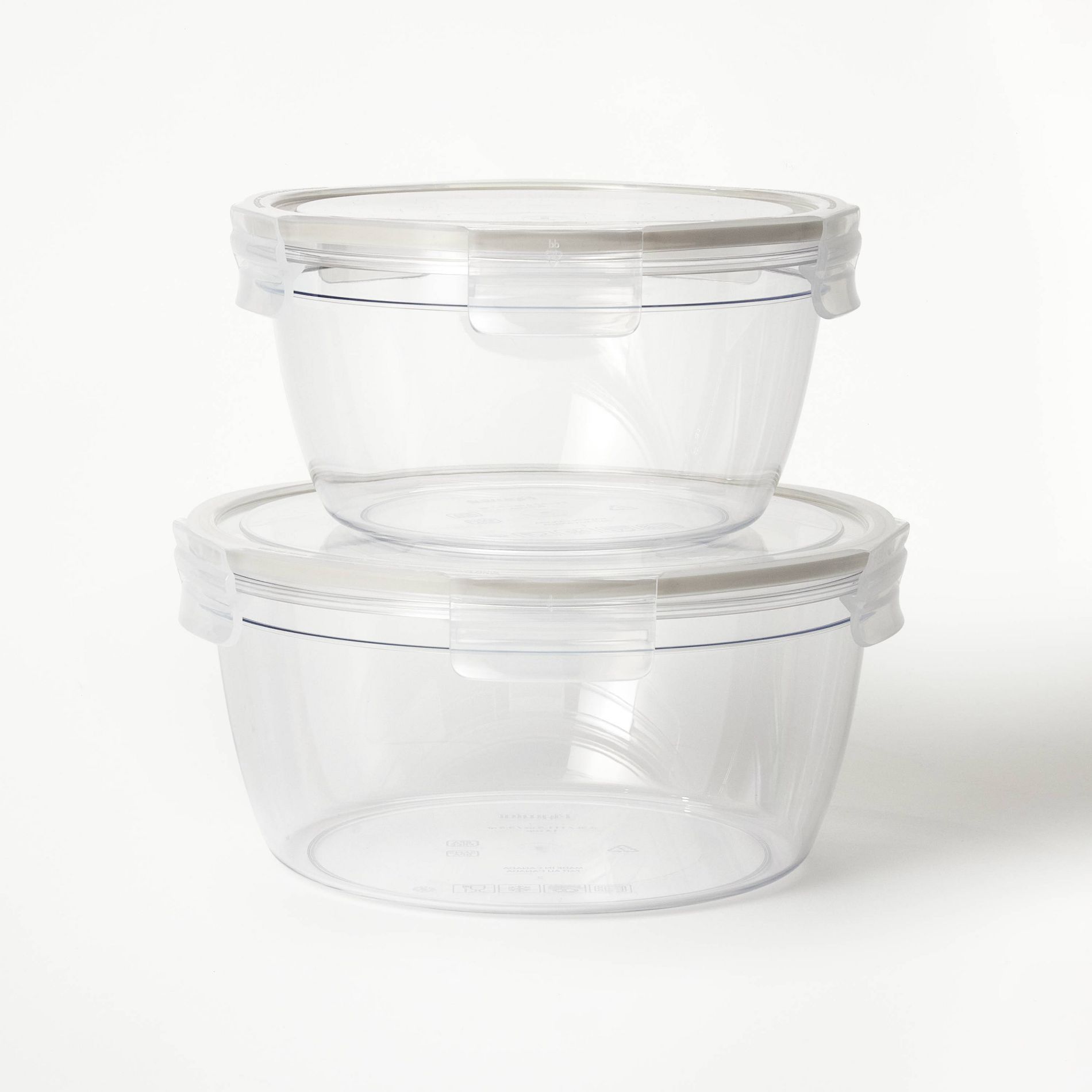 4pc (set of 2) 8.5 Cup and 14 Cup Tritan Plastic Round Food Storage Container Set with Lids Clear - Figmint™: Stackable