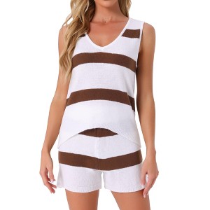 INSPIRE CHIC Women's V-Neck Tank Top and Drawstring Shorts Knit Pajama Set - 1 of 4