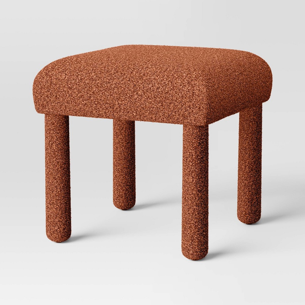 Upholstered Stool Ottoman Rust Boucle - Room Essentials™