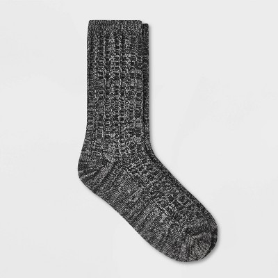 Warm Essentials by Cuddl Duds Women's Spacedye Ribbed Pebble Stitch Crew Socks - Black 4-10