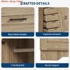 Wooden Storage Cabinet, Freestanding Wardrobe w/ 1 Hanging Rod, Side Organizer w/ 4 Drawers and Double Doors - 4 of 4
