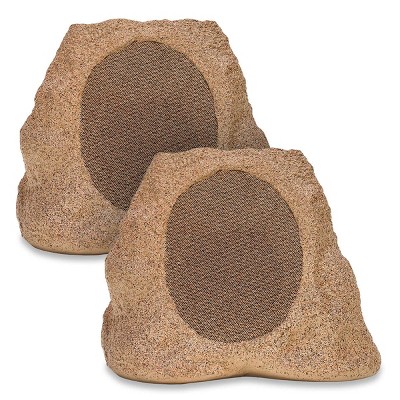 Victrola Rock Speaker Connect Bluetooth Outdoor Speaker with Solar Charging - Pair (Sand)