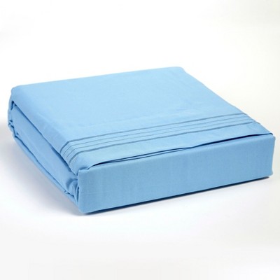 Twin Blue Microfiber Embroidered Sheet Set