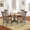 42" Round Dual Drop Leaf Dining Table with 4 Splat Back Chairs - International Concepts: Parawood, Pedestal Base - 4 of 4