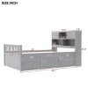 Platform Bed, Bed with Bookcase Headboard and Reversible Shelves, Storage Bed with 4 Storage Drawers, Wooden Frame Bed-Baofuwish - 4 of 4