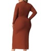 Agnes Orinda Women's Plus Size Ribbed Cut-Out Slim Fit Bodycon Midi Dresses - 4 of 4