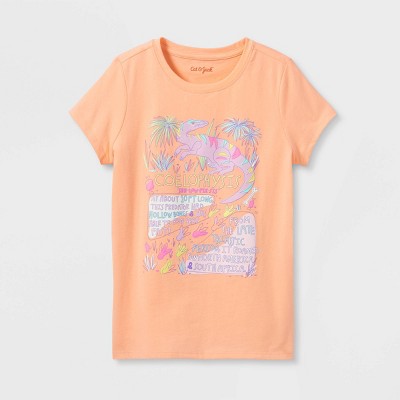 Girls' 'Dinosaur' Short Sleeve Graphic T-Shirt - Cat & Jack™ Peach